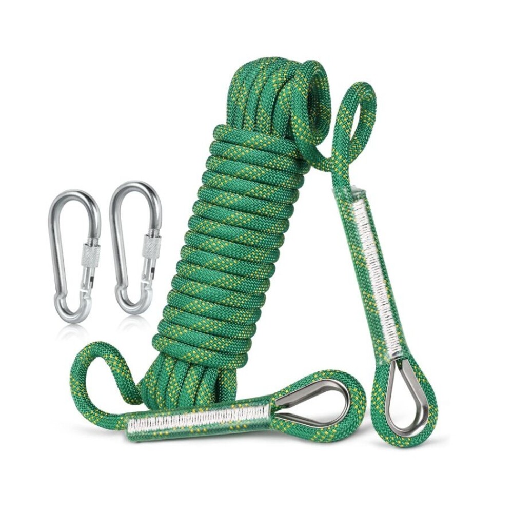 Static Reflective Outdoor Rock Climbing Rope with Carabiner(s)
